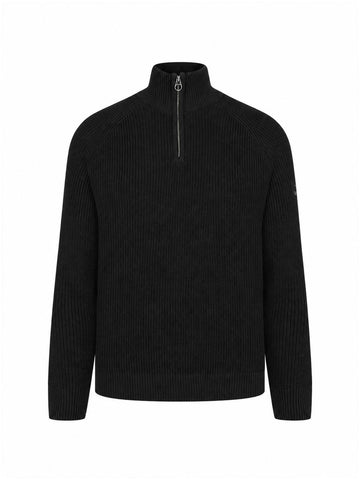 Watton Plated Quarter Zip Knit - Black