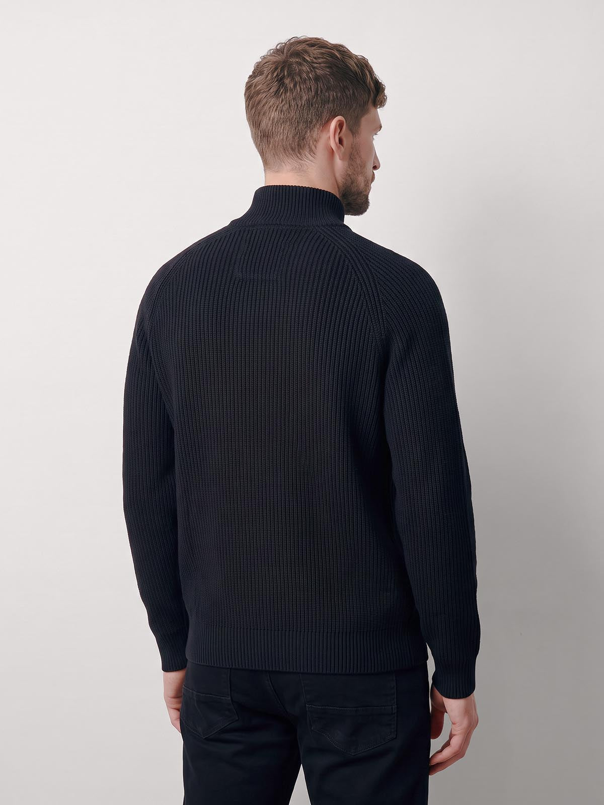Watton Plated Quarter Zip Knit - Black