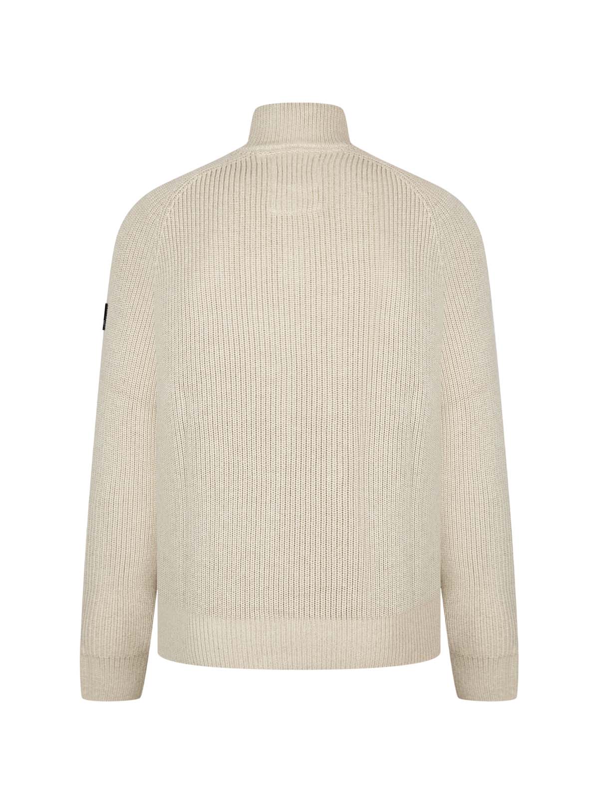Watton Plated Quarter Zip Knit - Stone Marle