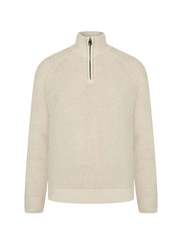 Watton Plated Quarter Zip Knit - Stone Marle