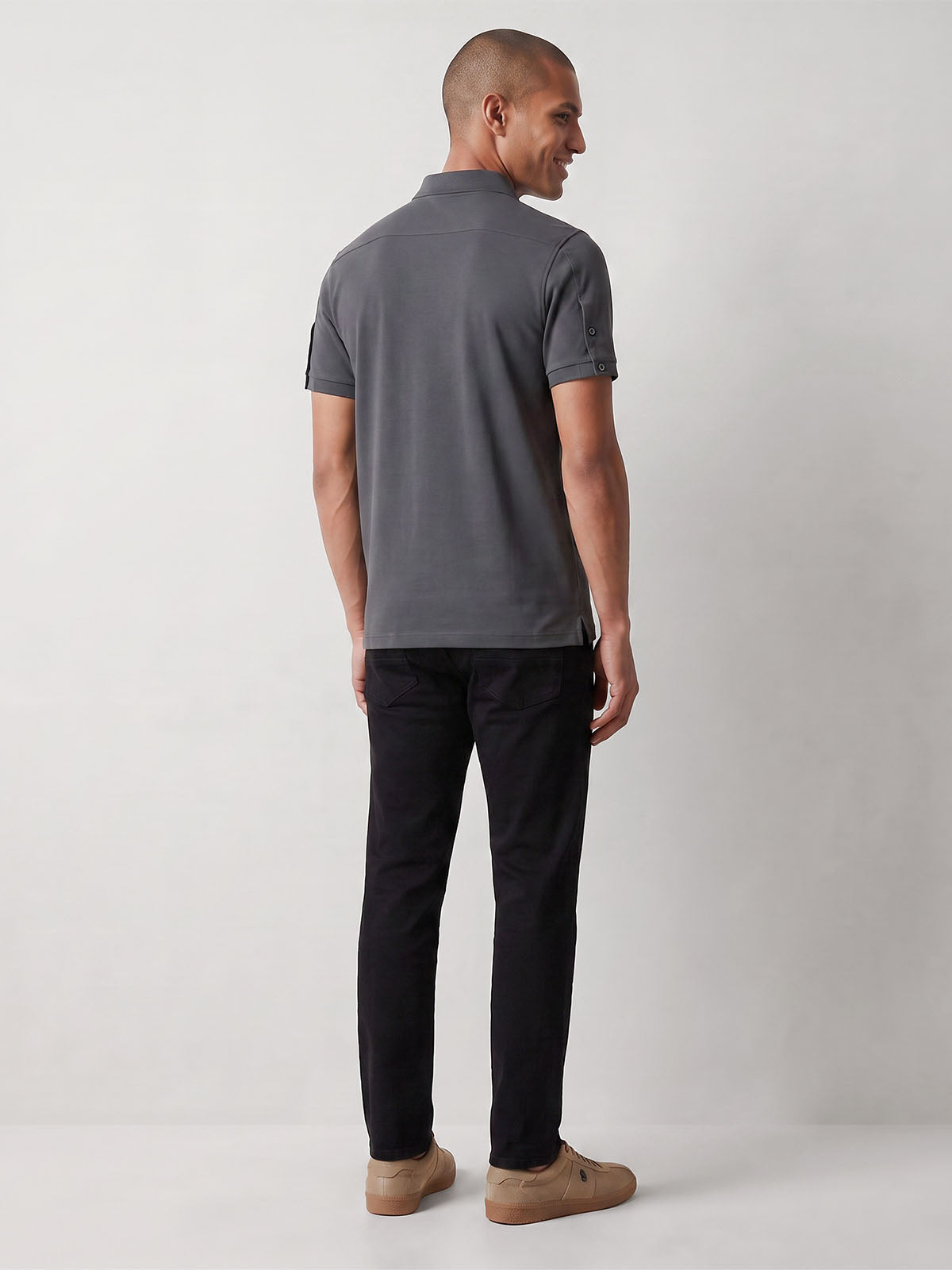 Penrith Zip Neck Polo Shirt - Charcoal