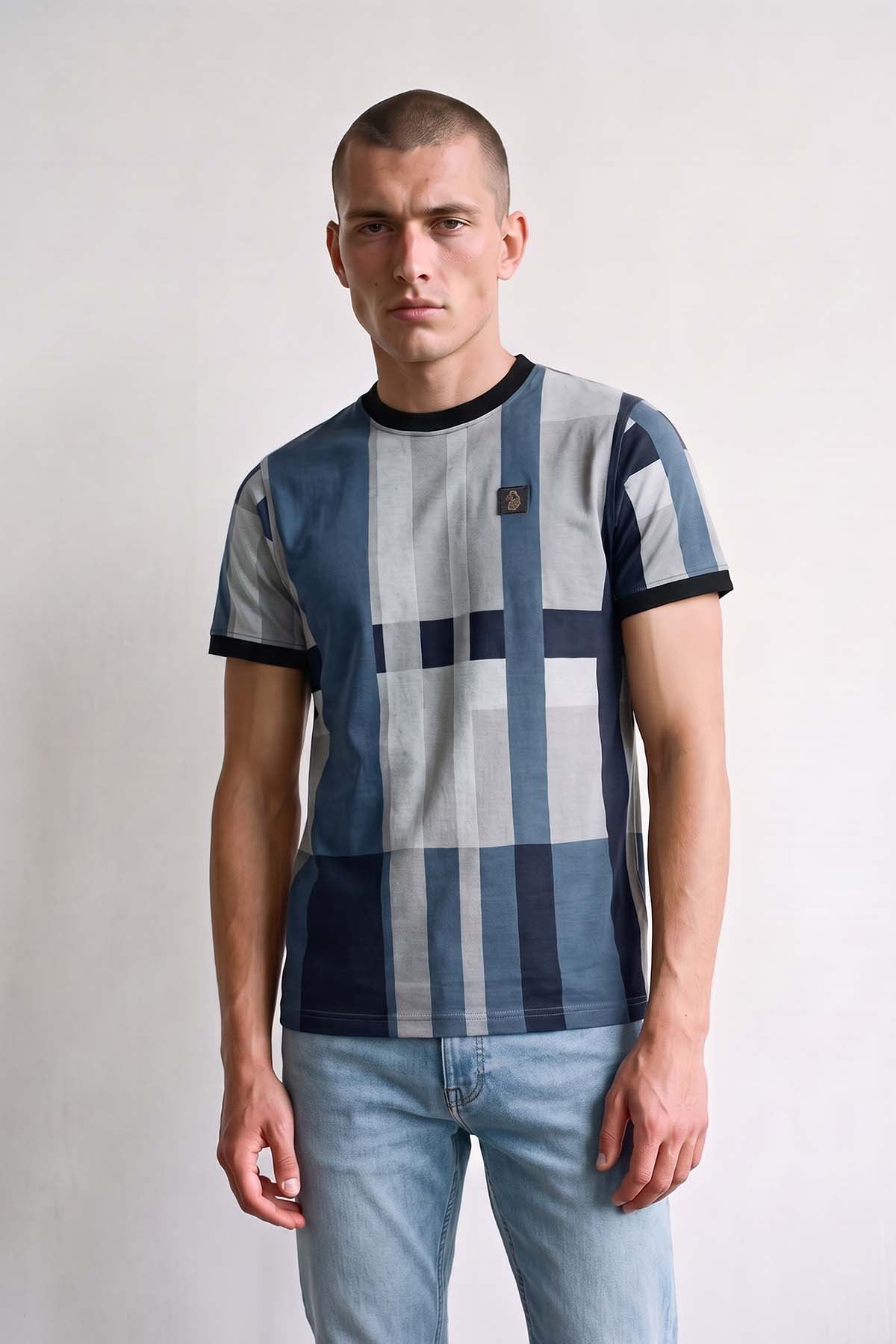 Brom Check T-Shirt - Blue
