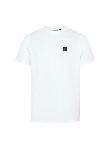 LUKE 1977 Burr men's heavyweight cotton t-shirt in white with bi-colour woven lion head badge