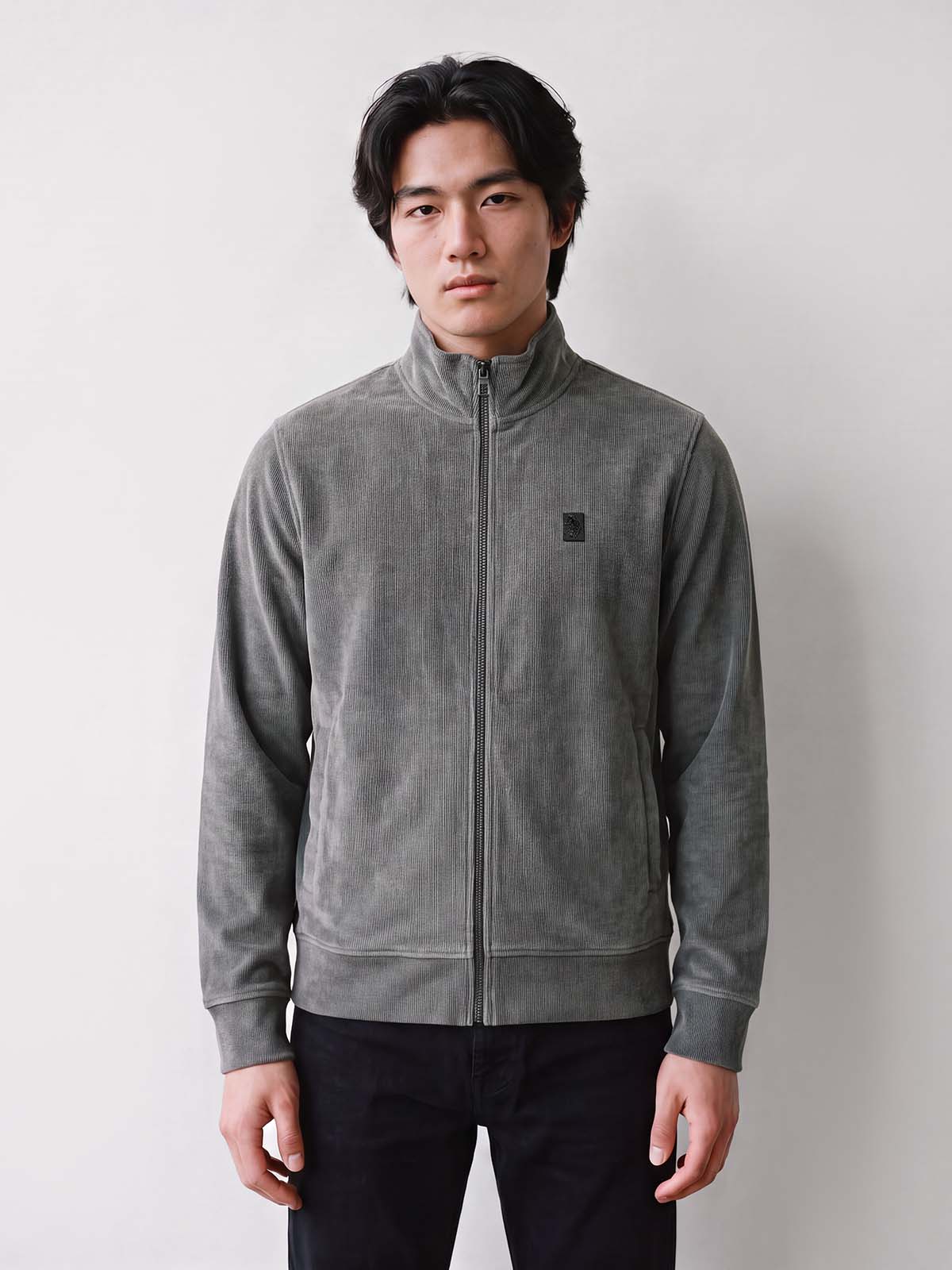 Norwood Chenille Cord Zip Sweatshirt - Concrete