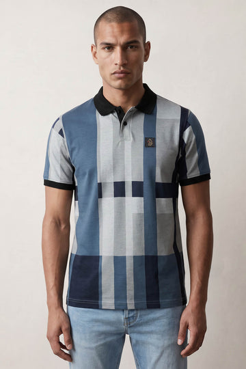 Bury Check Polo Shirt - Blue