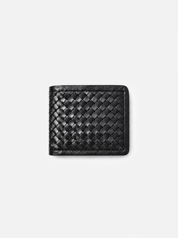 LUKE 1977 Dosh men's black woven leather bifold wallet