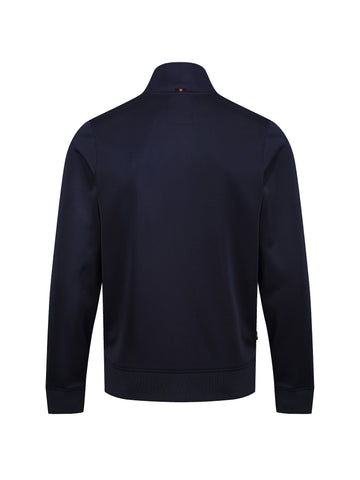 Boy's navy sweatshirt with zip-through and tricot, back view